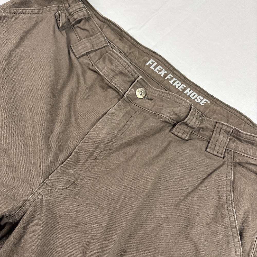 Duluth Trading Flex Fire Hose Pants Mens 40x36 (34.5)  Brown Relaxed Fit Stretch